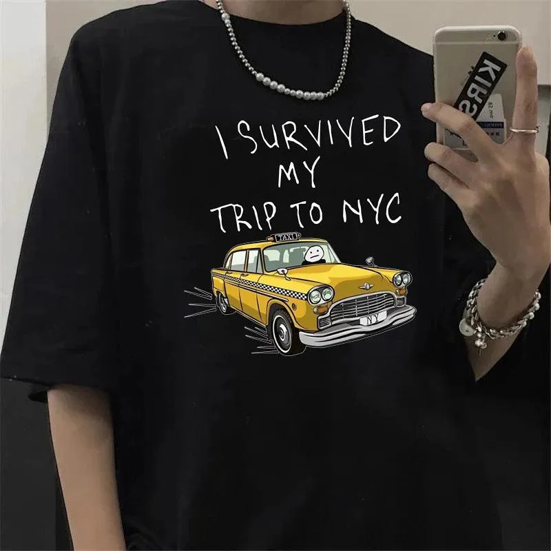 Funny Paper People Drive Away Letter Printing Pattern Summer Men's And Women's Short-sleeved T-shirts