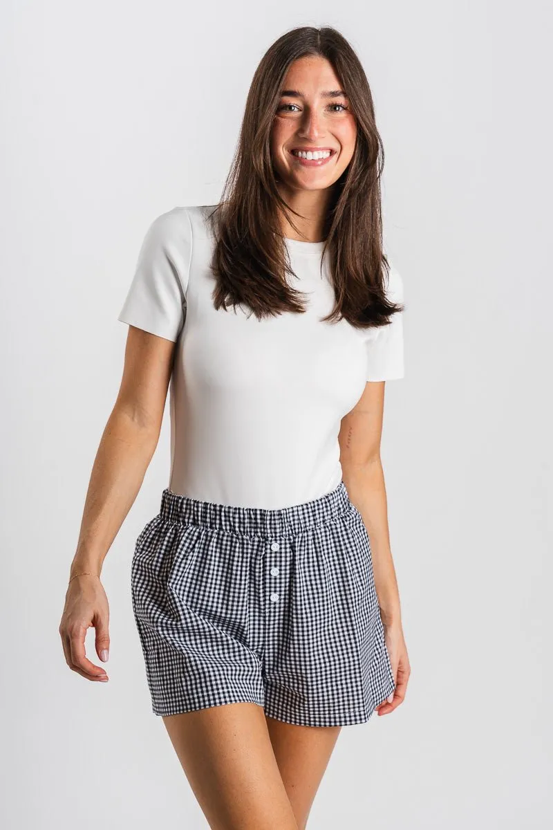 Gingham boxer shorts black/white