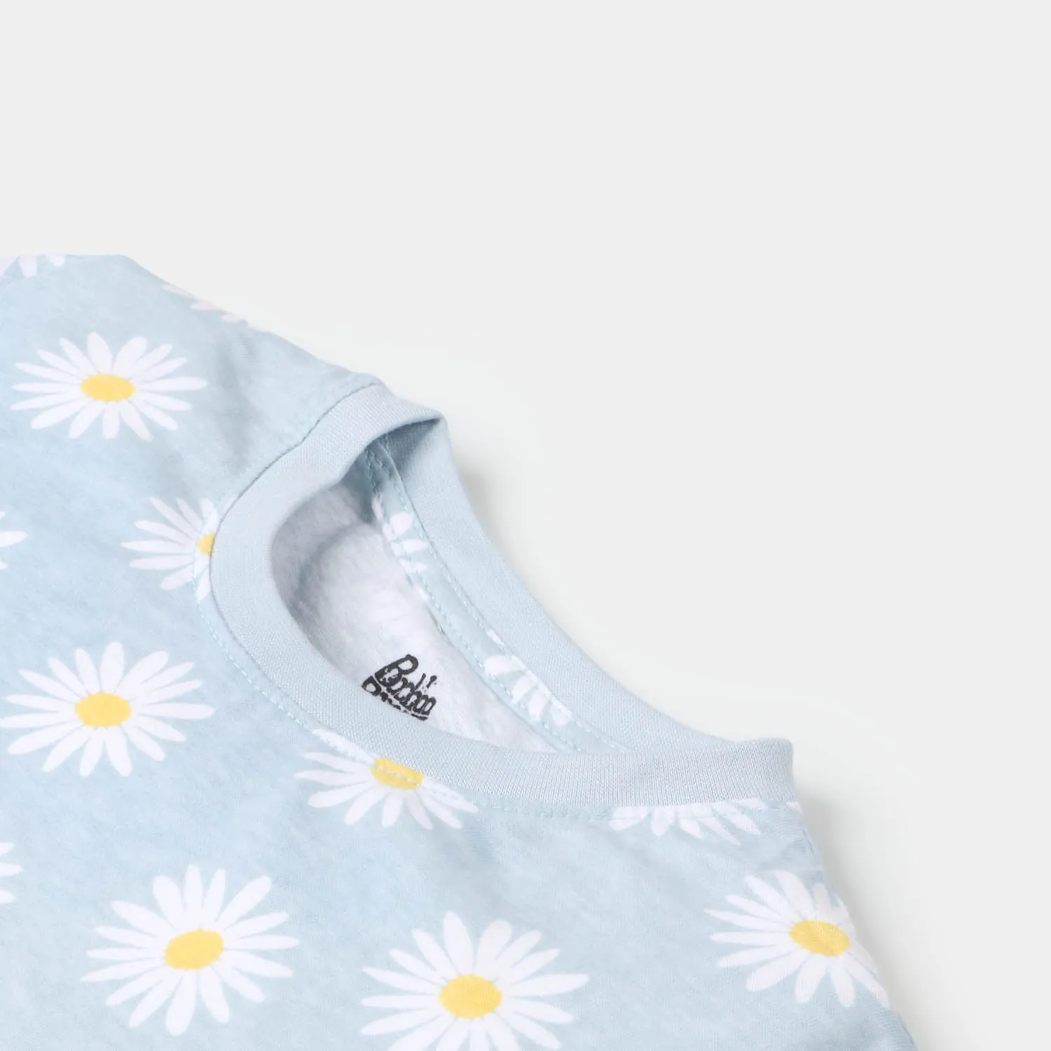 Girls T-Shirt Printed Daisy Flower - Light Blue