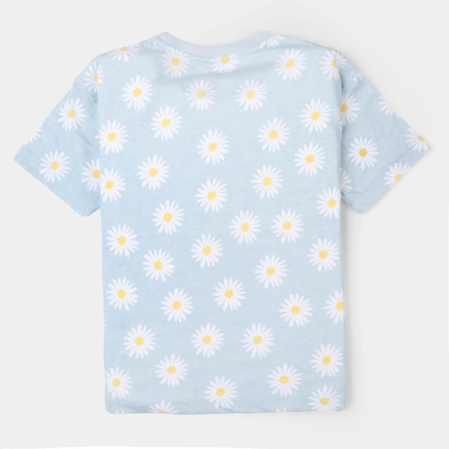 Girls T-Shirt Printed Daisy Flower - Light Blue