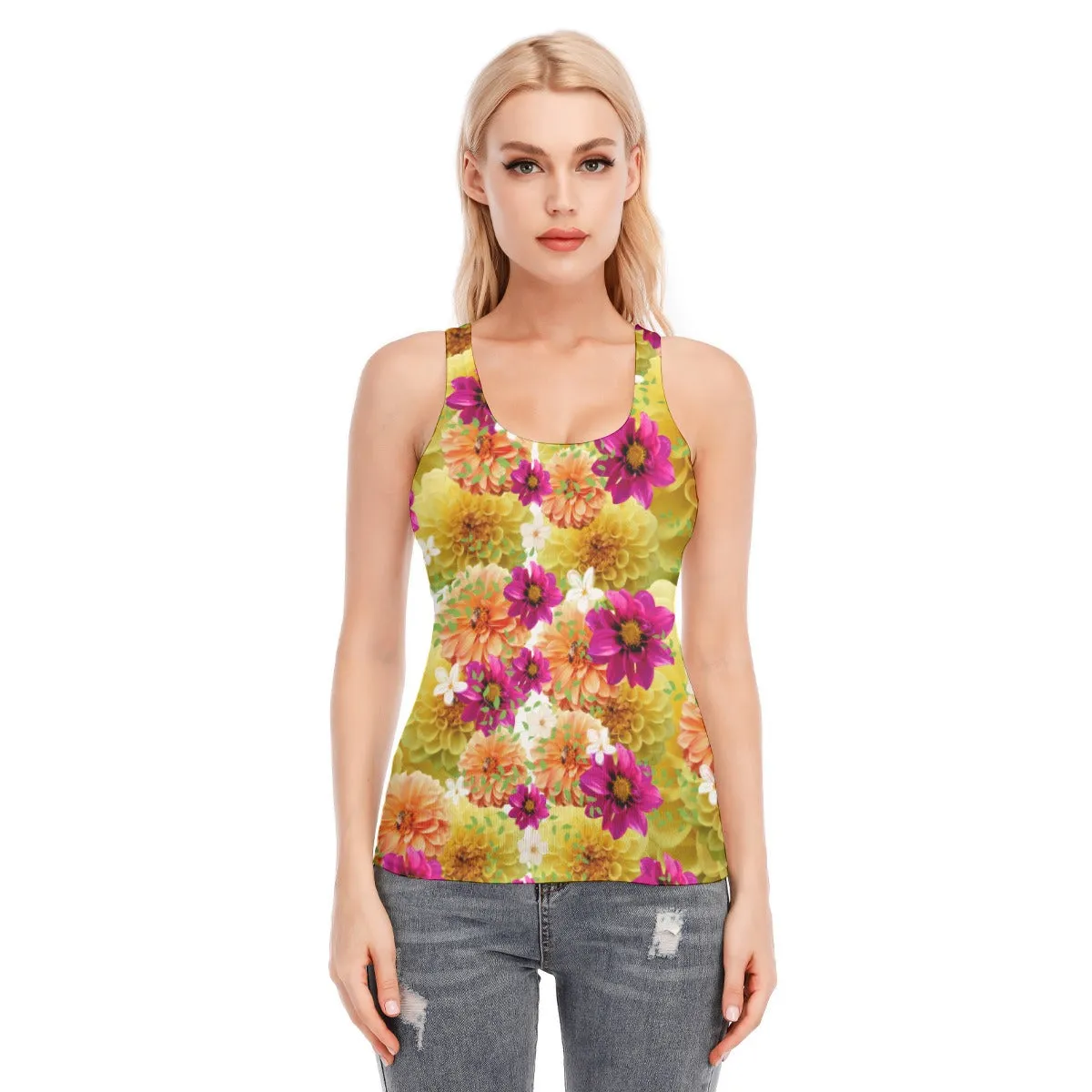 Graphic Dahlias 2 Racerback Tank Top | 190GSM Cotton up to 3 XL (FWS)
