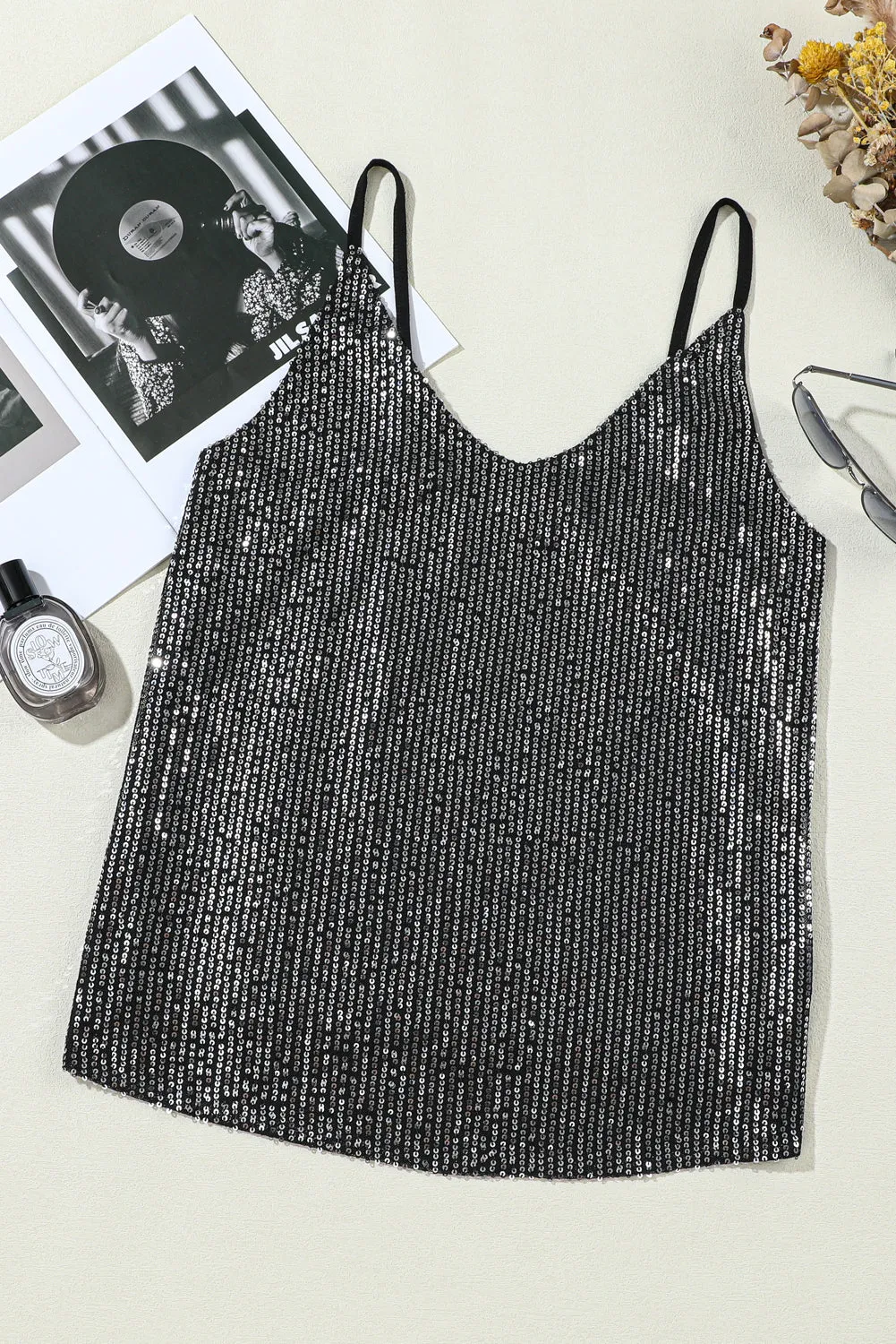 Gray Sequin Tank Top