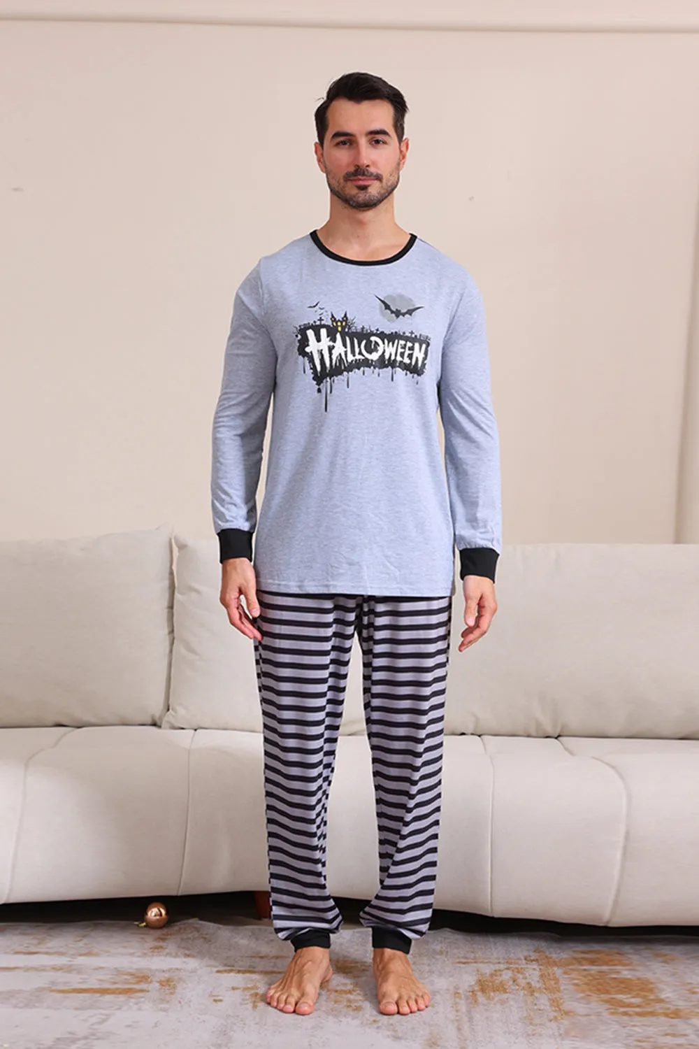 Grey Happy Halloween Family Pajama Set