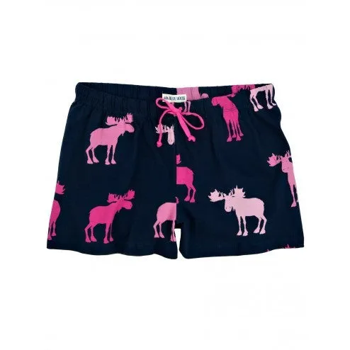 Hatley Womens Boxers - Pink & Navy Moose