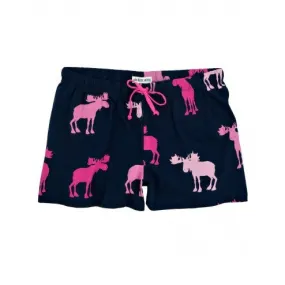Hatley Womens Boxers - Pink & Navy Moose
