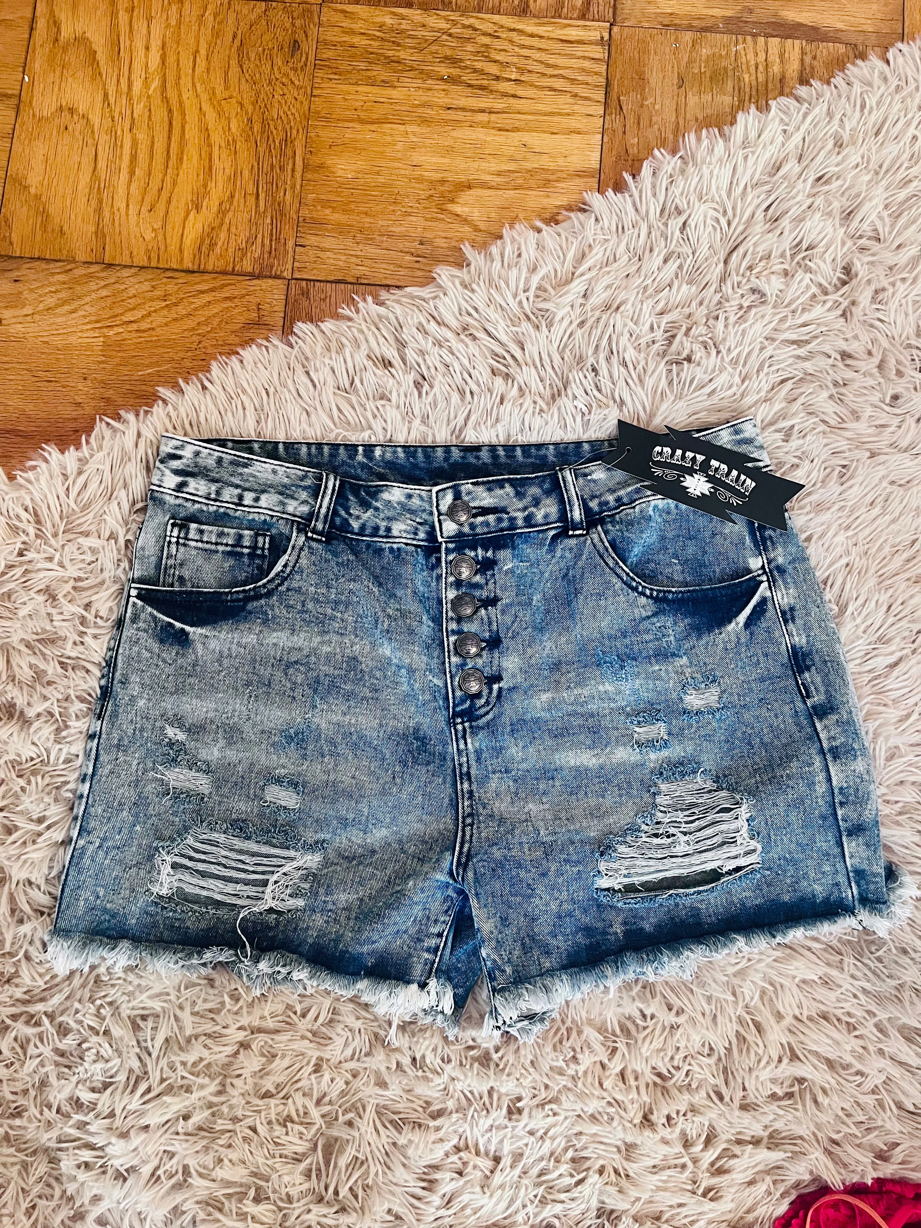 Jackson crazy train distressed shorts