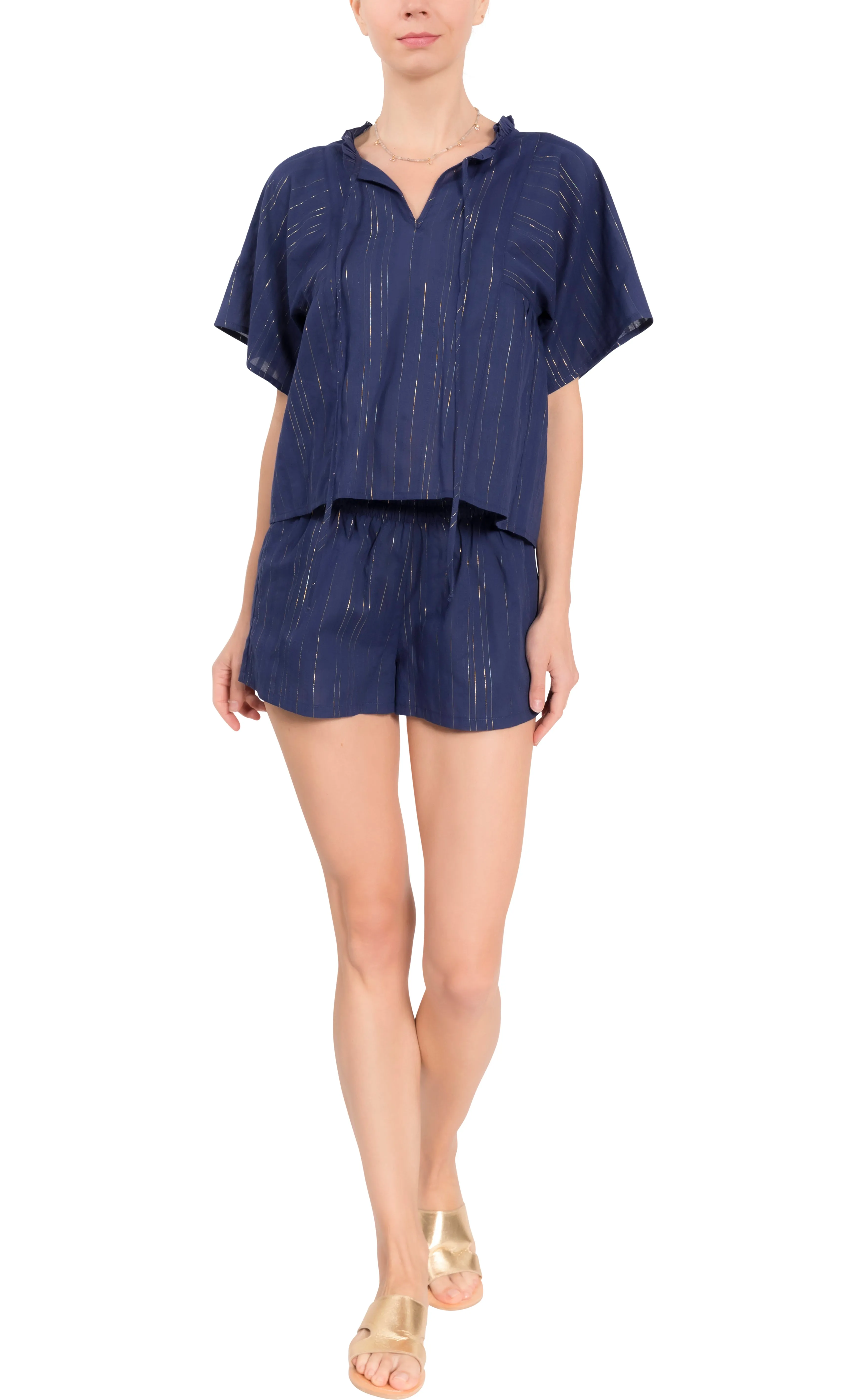 Joyce Sleep Set - Shimmer Striped Cotton Lurex