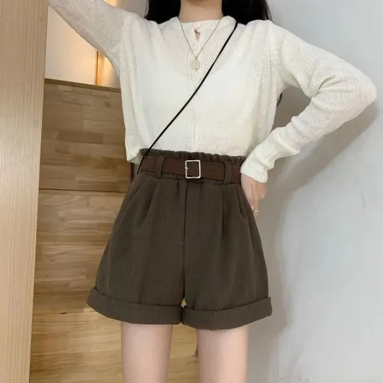 Korean Style Loose Shorts Casual Simple Elastic Waist Streetwear Shorts