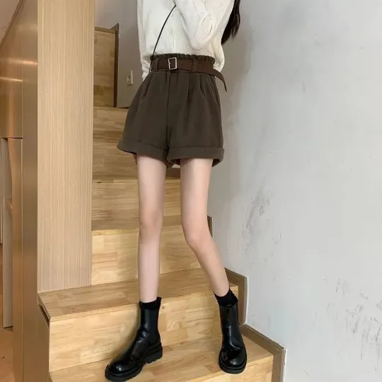Korean Style Loose Shorts Casual Simple Elastic Waist Streetwear Shorts