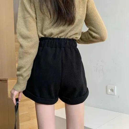 Korean Style Loose Shorts Casual Simple Elastic Waist Streetwear Shorts