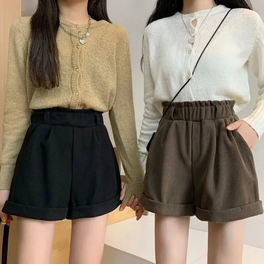 Korean Style Loose Shorts Casual Simple Elastic Waist Streetwear Shorts