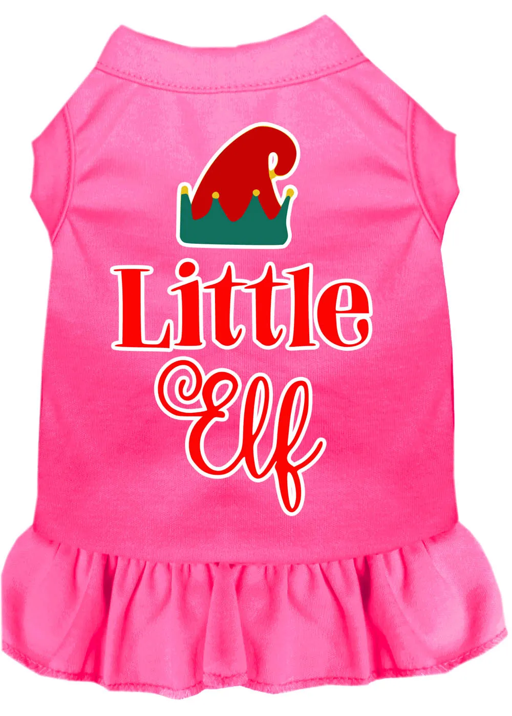 Little Elf Screen Print Dog Dress Bright Pink Xs