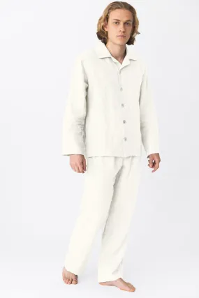 Long-sleeved linen pajamas ivory - Diego