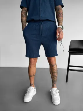 Loose Fit Crepe Shorts - Indigo