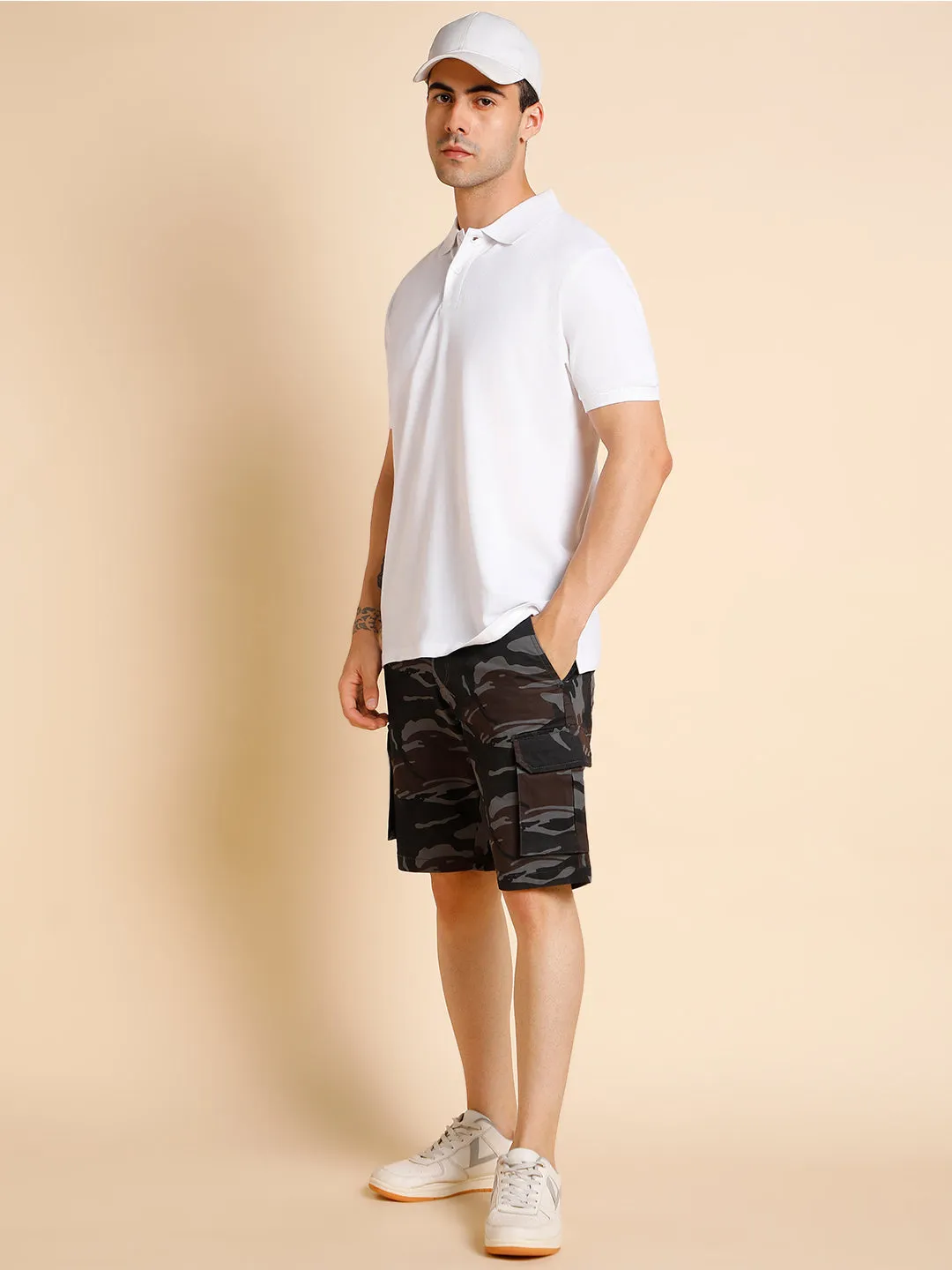 Men's Slim Fit  Solid White Polo T-Shirt