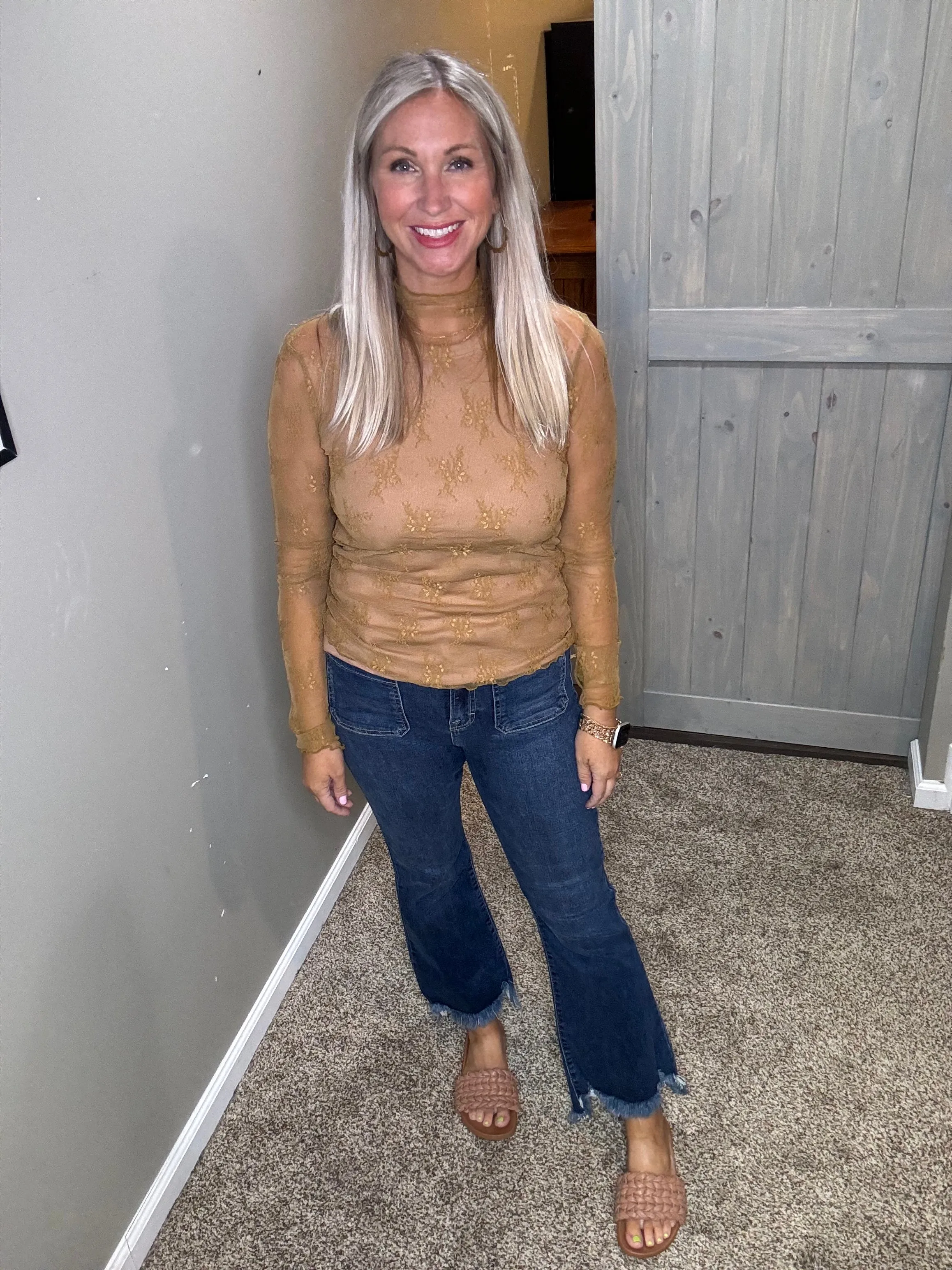Mock Neck Lace Top