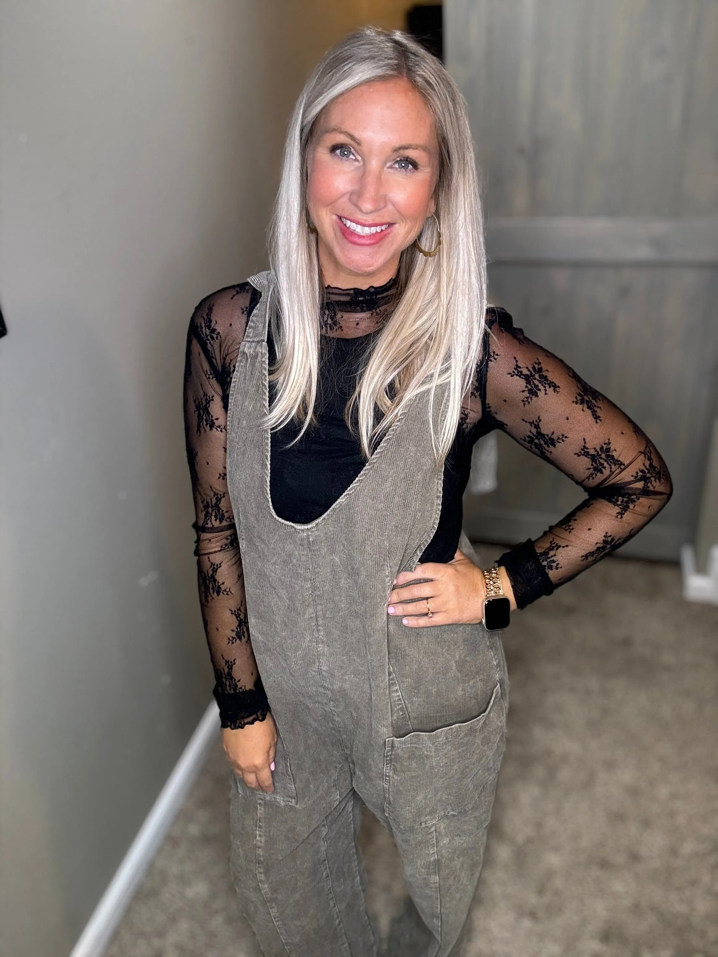 Mock Neck Lace Top