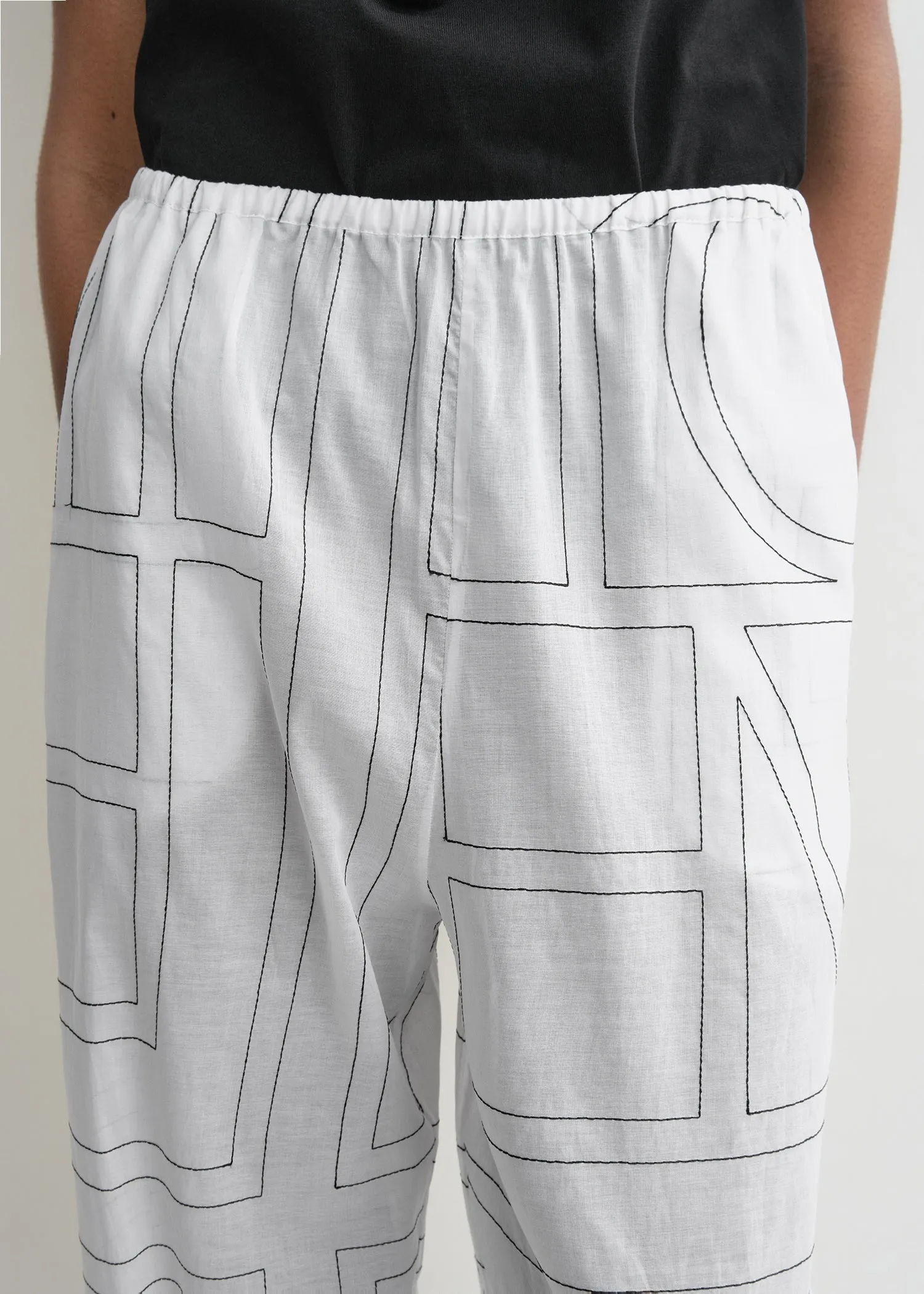 Monogram cotton pj bottoms white/black
