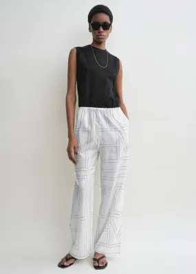 Monogram cotton pj bottoms white/black