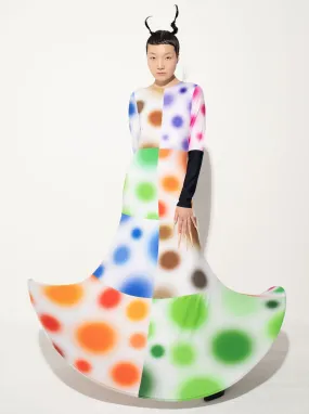 Multi Fairy Gradient Dot Printed Black Sleeve Dress