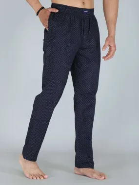 Navy Busy Dotted Printed Pure Cotton Pajamas For Men