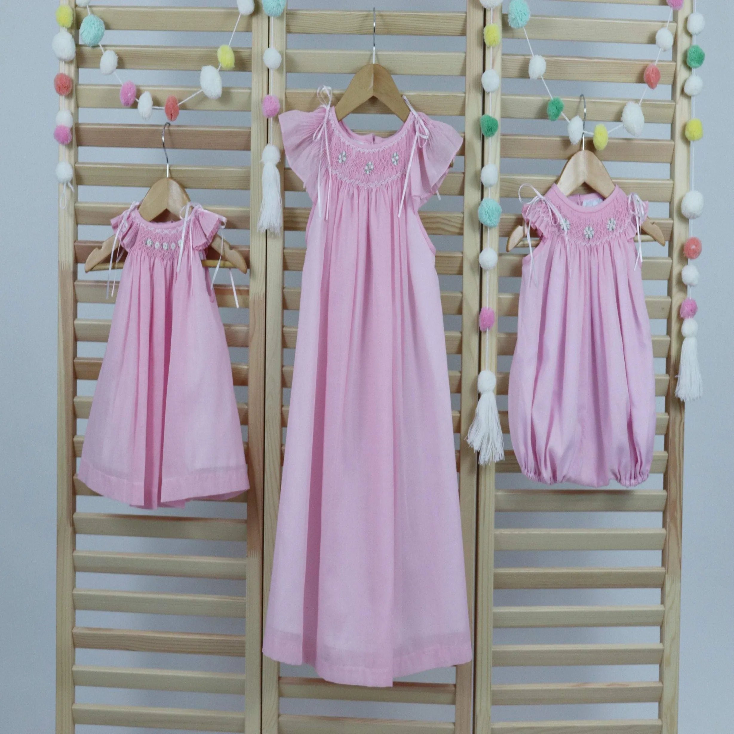 Pastel Pink Matching Sister Dresses, Bishop Dresses, Smocked dresses, Baby dresses, Girl Dresses,  Pink Smocked Dresses