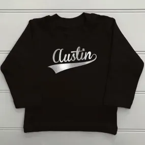 Personalised Foil Name Baby T-Shirt Long Sleeve