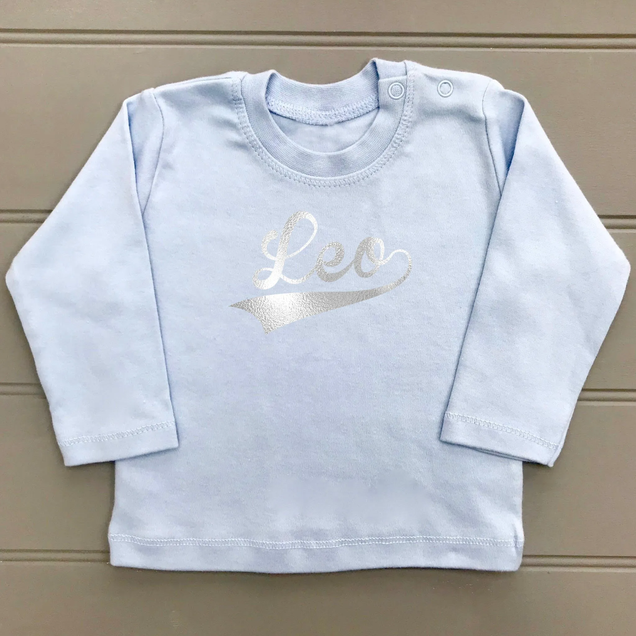 Personalised Foil Name Baby T-Shirt Long Sleeve