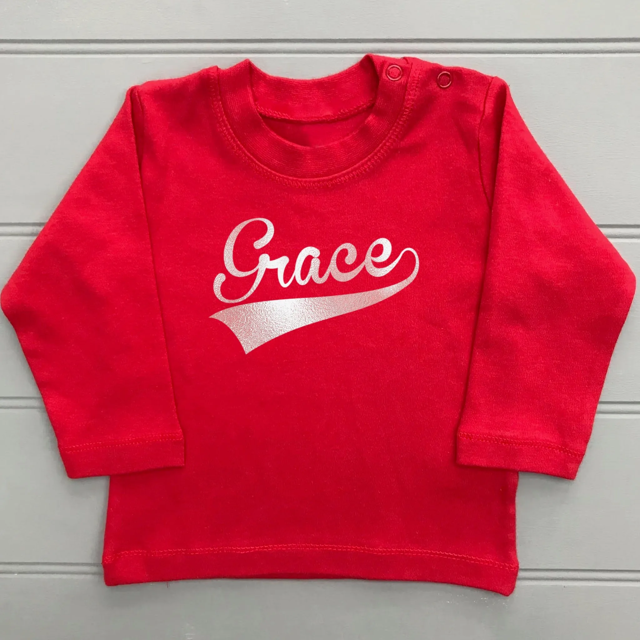 Personalised Foil Name Baby T-Shirt Long Sleeve