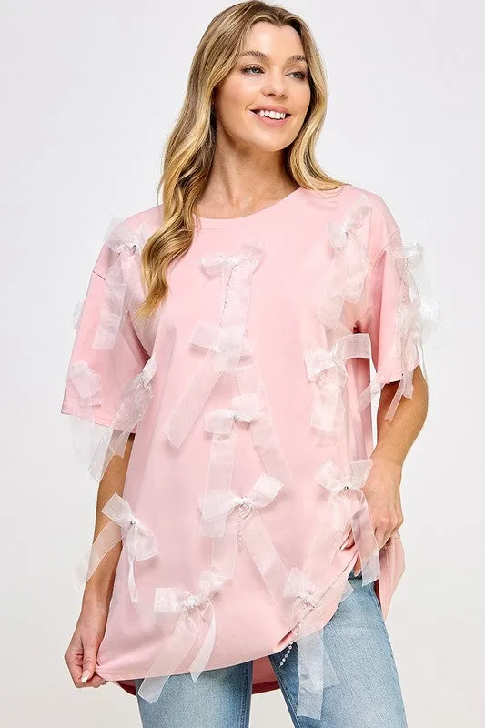Pink Ribbon Detail R Neck Tunic