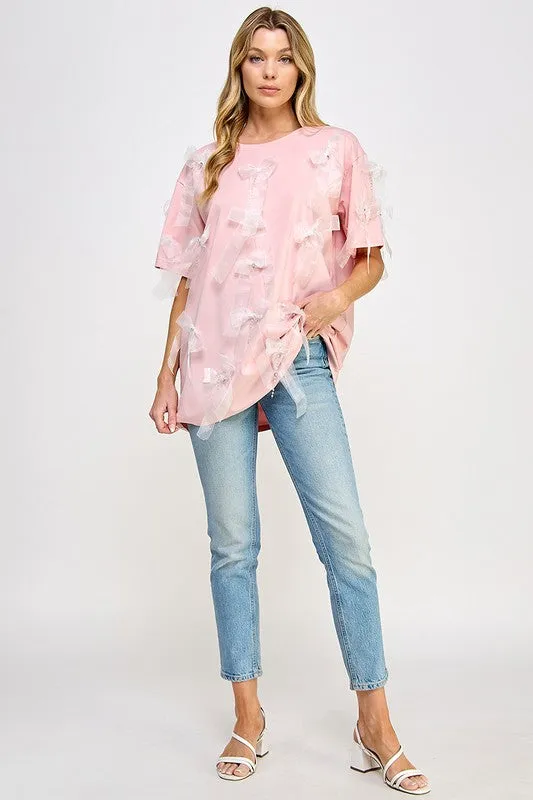 Pink Ribbon Detail R Neck Tunic