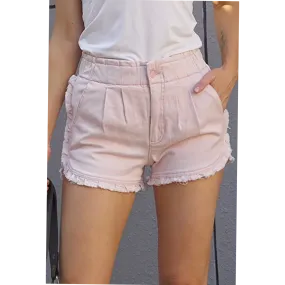 Pink Ruffle Jean Shorts