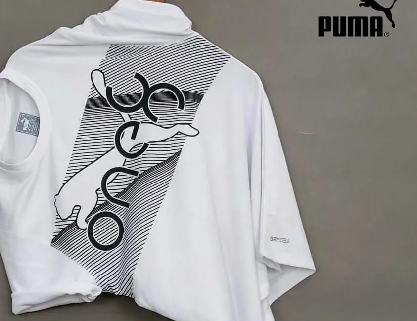 Puma Men's Half Sleeve Printed White Polyester T-shirt