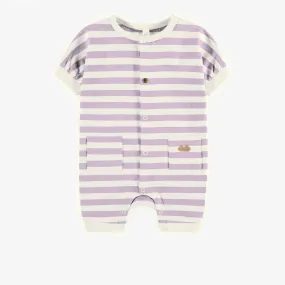 Pyjama une-pièce mauve ligné en jersey biologique, naissance || One-piece purple pyjama lined in organic jersey, newborn