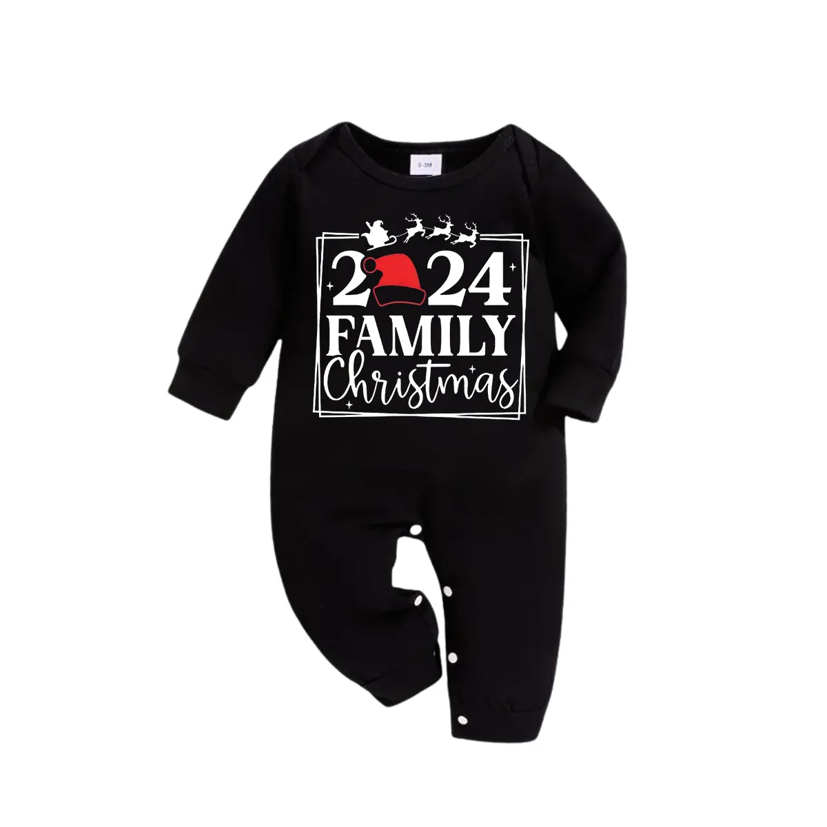 "Family Christmas 2024" Text Printed Black and Green Plaid Family Christmas Matching Pajamas