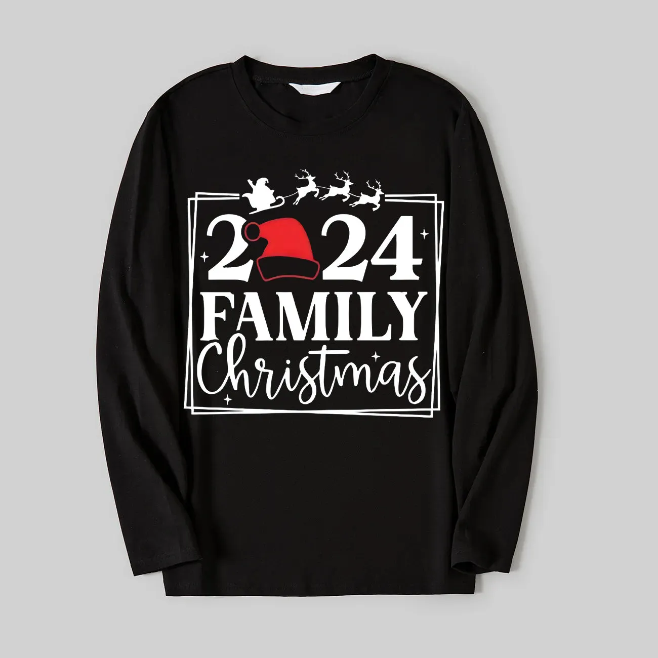 "Family Christmas 2024" Text Printed Black and Green Plaid Family Christmas Matching Pajamas
