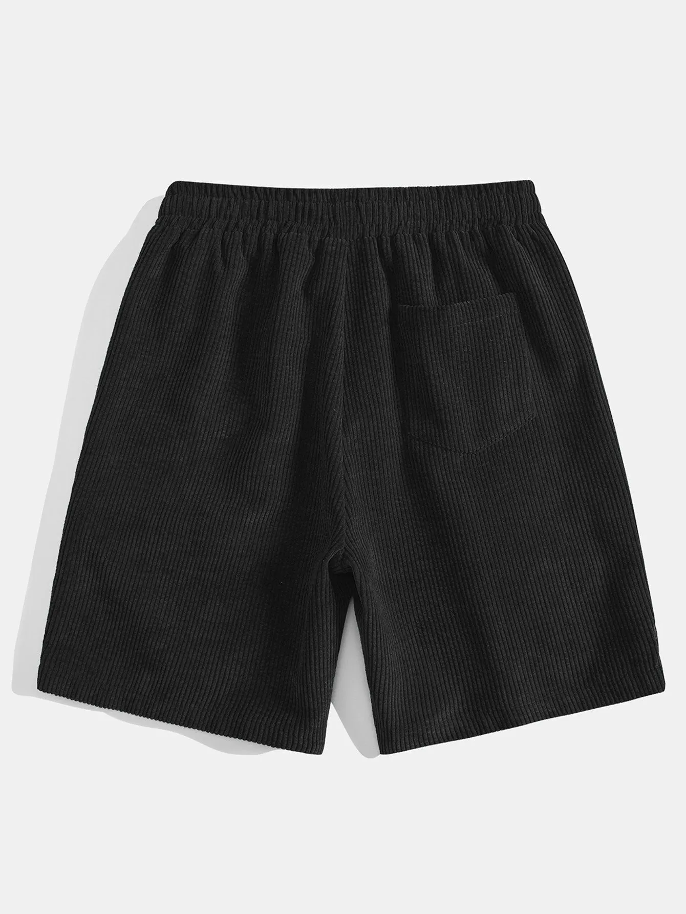 Regular Fit Trendy Bear Print Cotton T-Shirt & Drawstring Corduroy Shorts