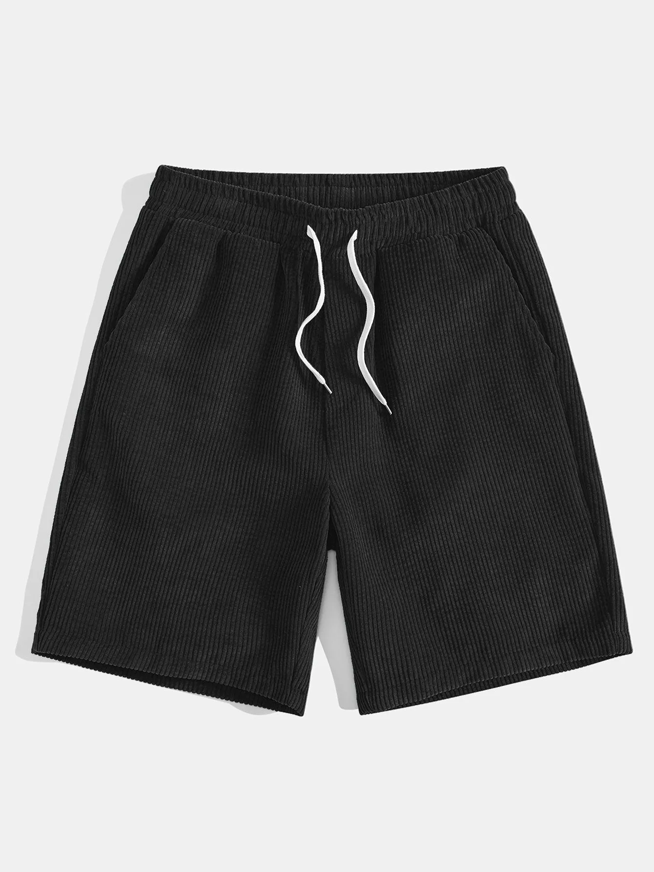 Regular Fit Trendy Bear Print Cotton T-Shirt & Drawstring Corduroy Shorts