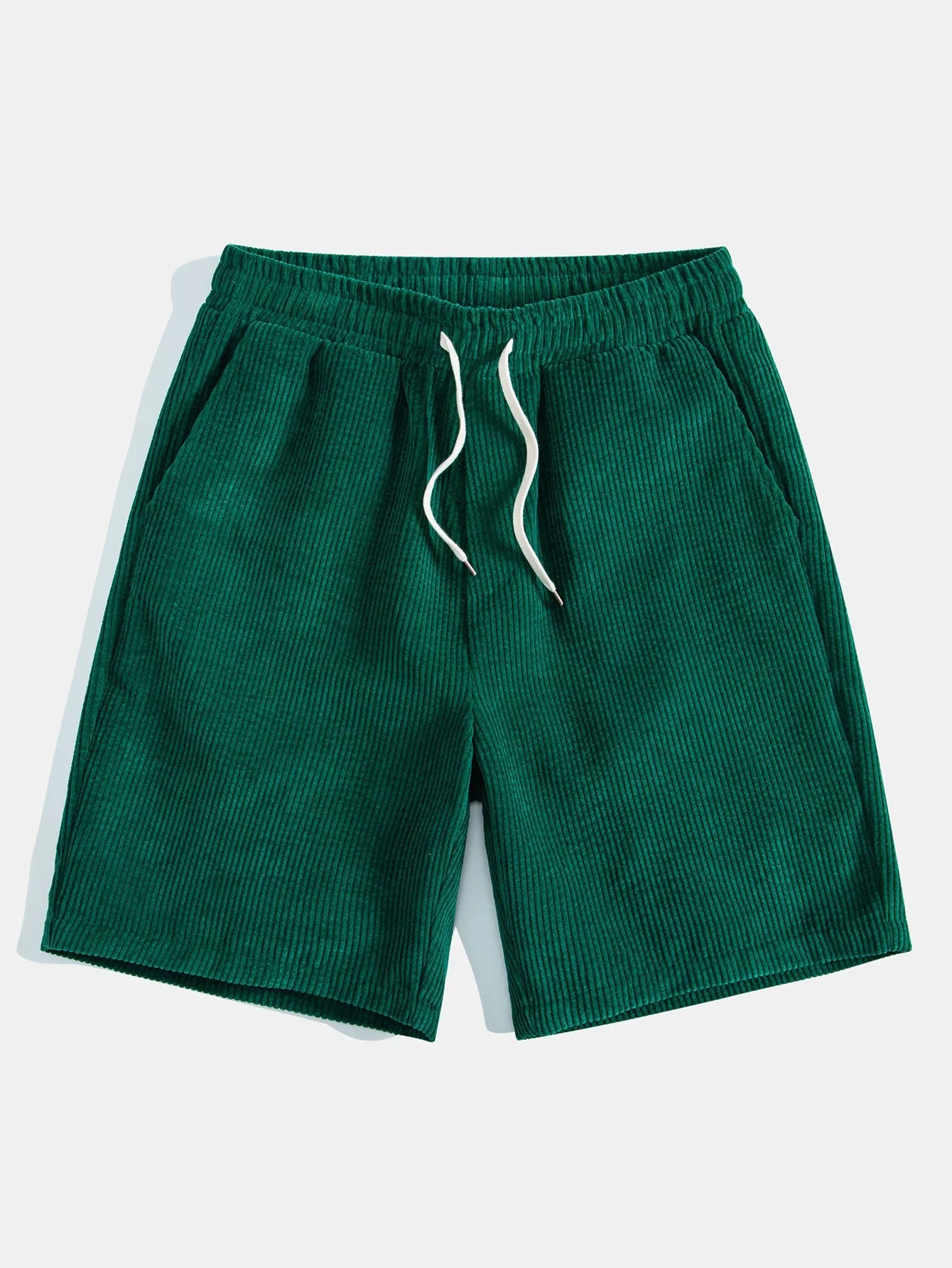 Regular Fit Trendy Bear Print Cotton T-Shirt & Drawstring Corduroy Shorts