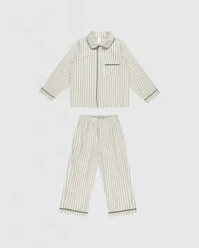 Rylee   Cru Long Sleeve Pajamas in Forest Pinstripe