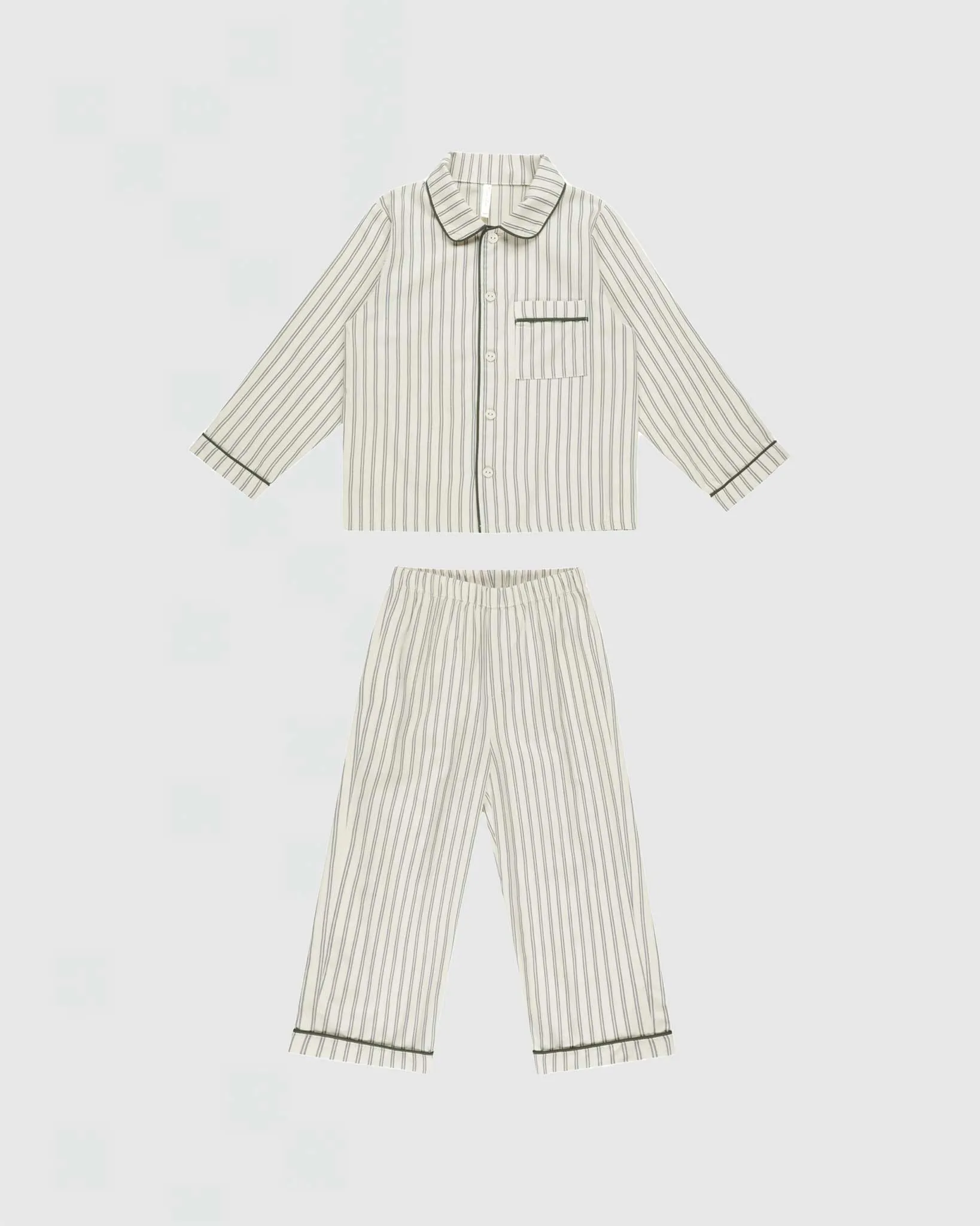 Rylee   Cru Long Sleeve Pajamas in Forest Pinstripe