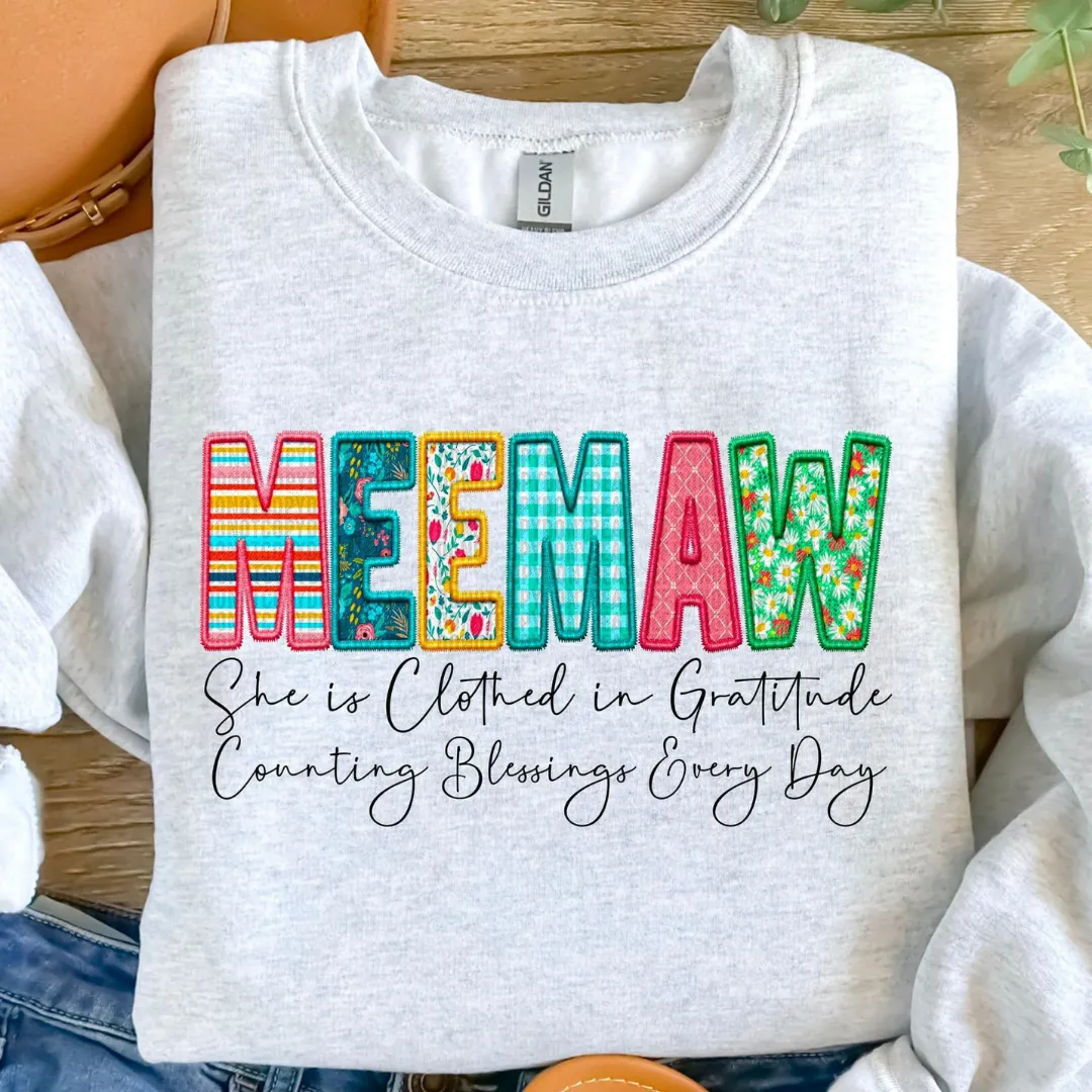 She Is Clothed In Gratitude MAMA Personalized Crewneck