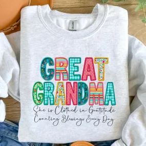 She Is Clothed In Gratitude MAMA Personalized Crewneck