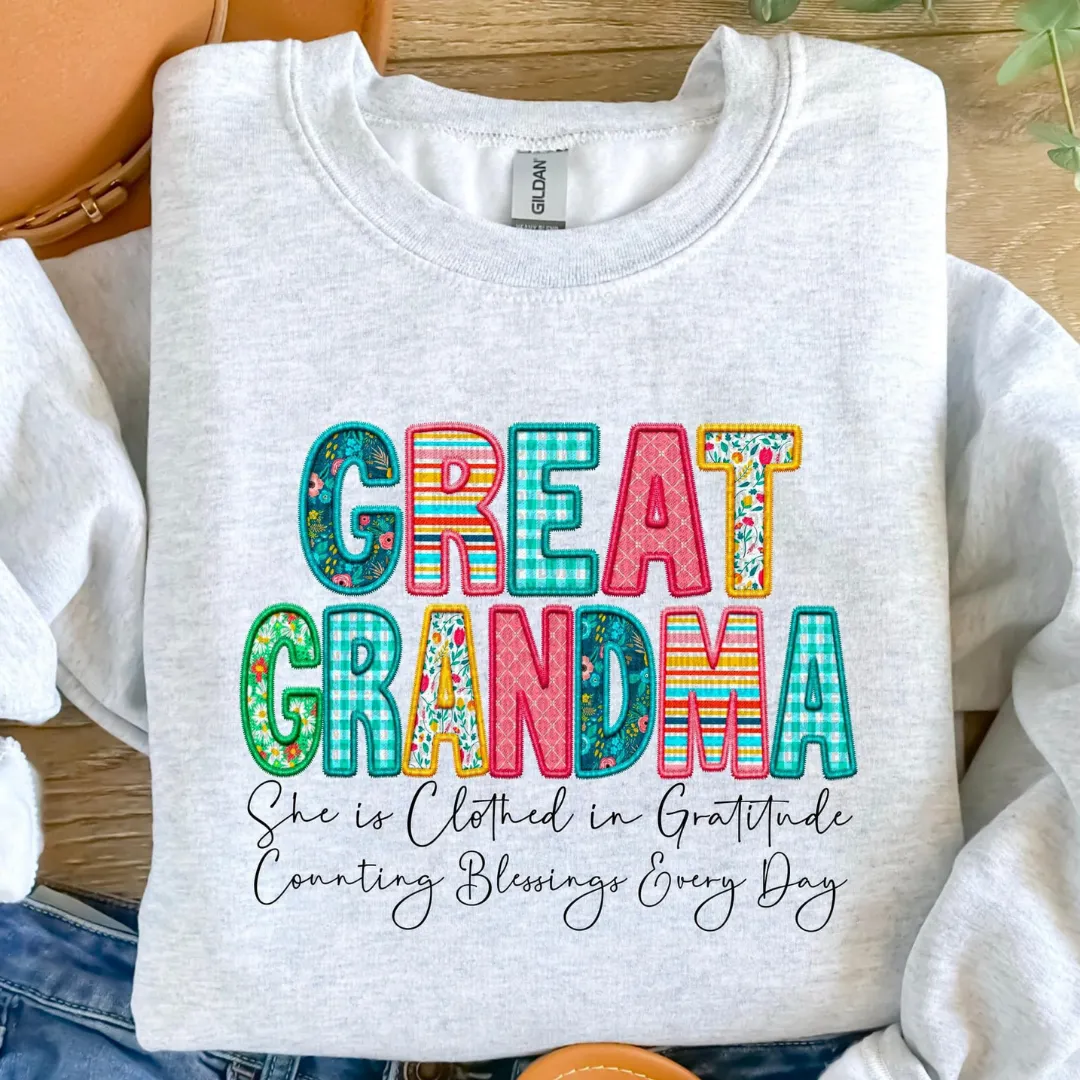 She Is Clothed In Gratitude MAMA Personalized Crewneck