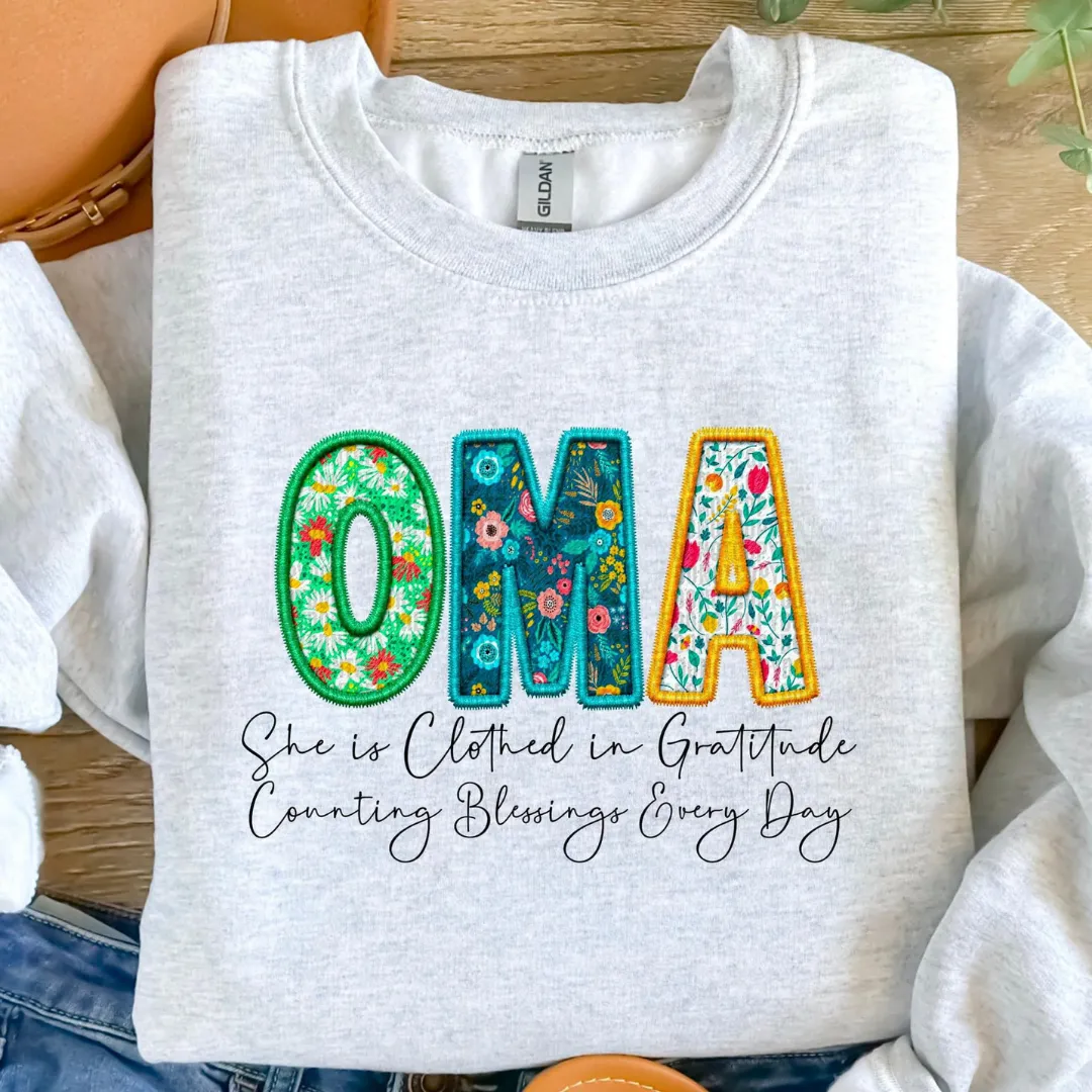 She Is Clothed In Gratitude MAMA Personalized Crewneck