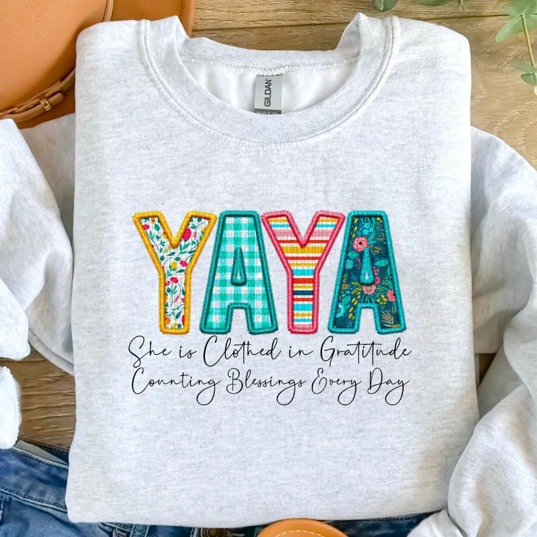She Is Clothed In Gratitude MAMA Personalized Crewneck