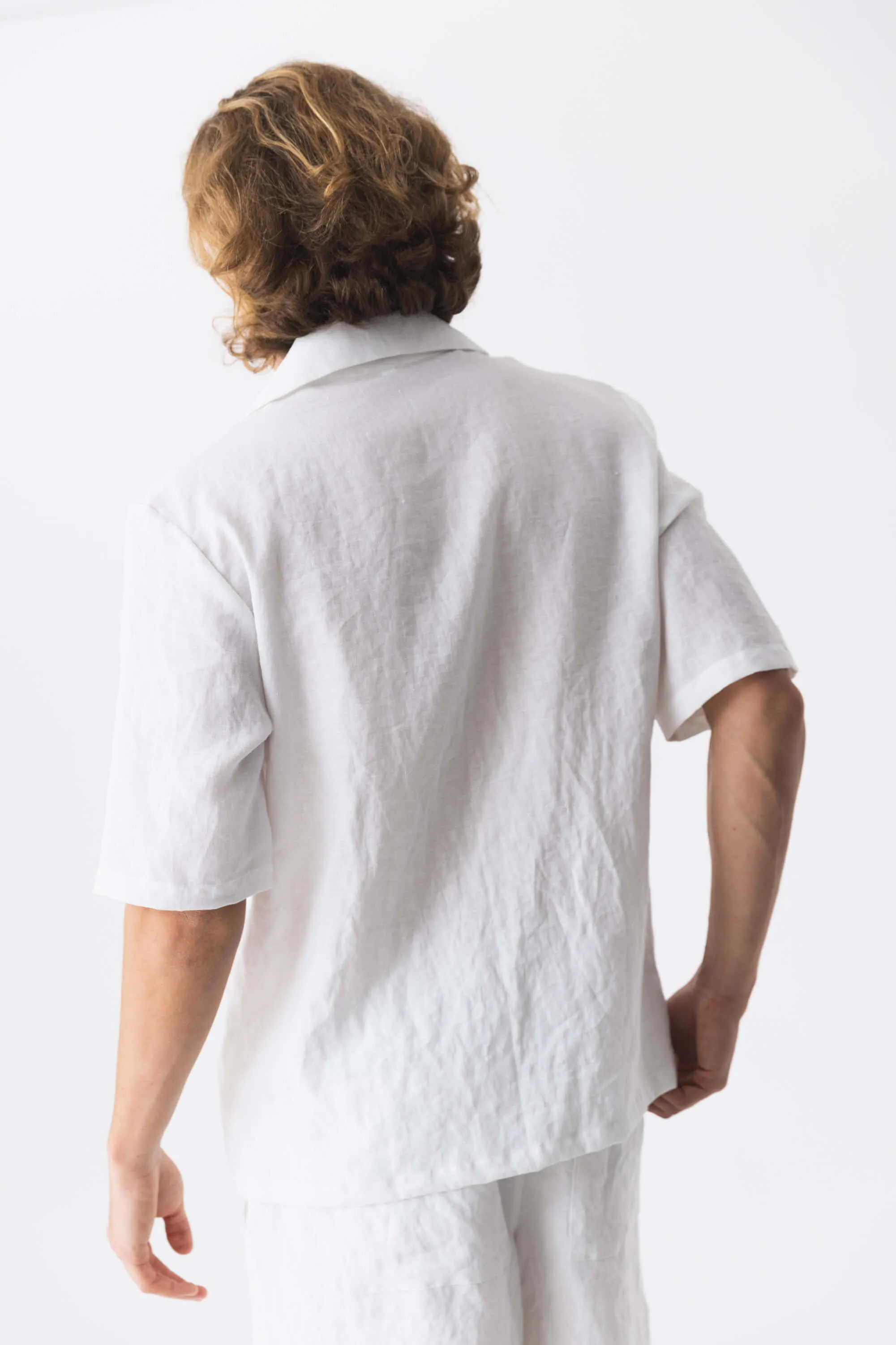 Short-sleeved linen pajamas mineral grey - Emanuel