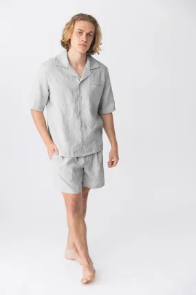 Short-sleeved linen pajamas mineral grey - Emanuel