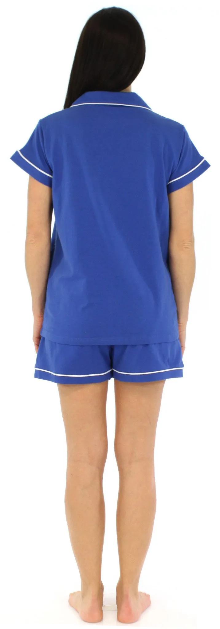 Sleepyheads Women's Stretchy Jersey Short Sleeve Button Up Top and Shorts Pajama Set