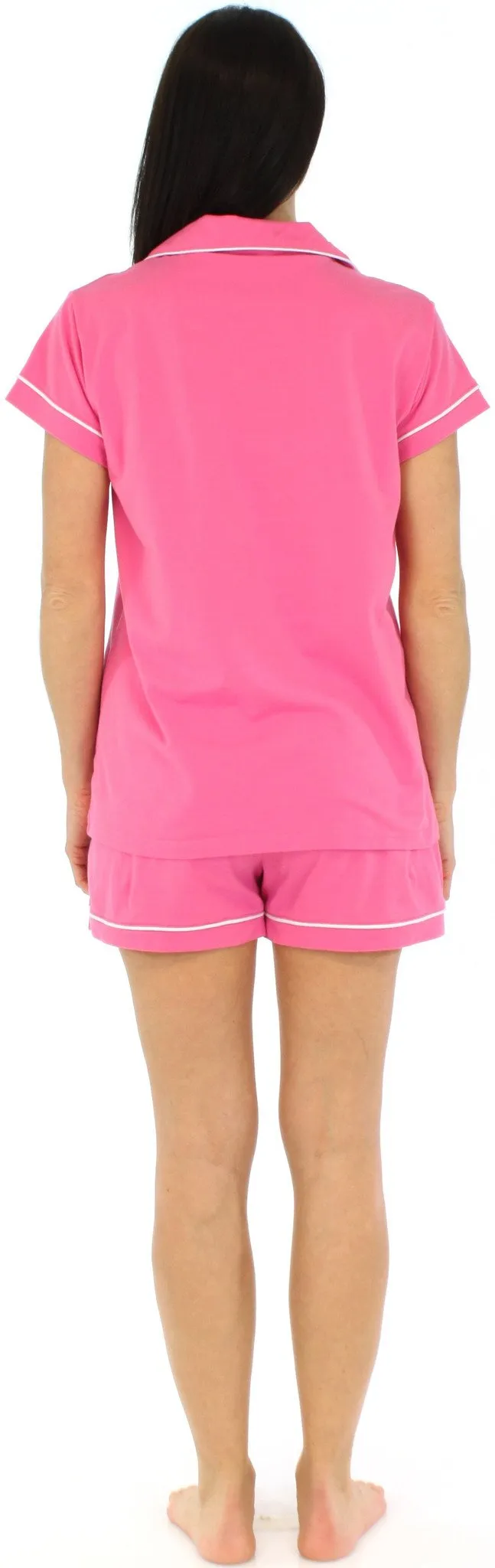 Sleepyheads Women's Stretchy Jersey Short Sleeve Button Up Top and Shorts Pajama Set